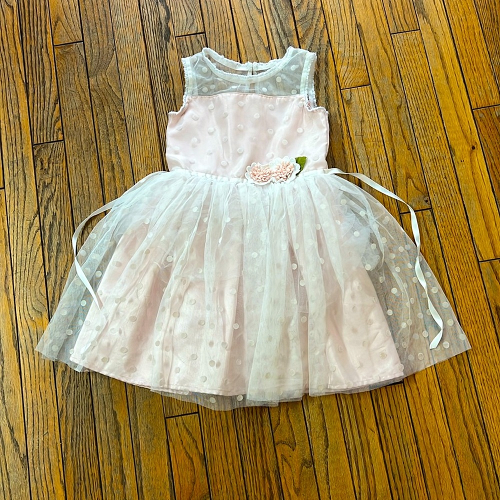 Zunie tutu dress, size 6x, light pick with tutu over and under layer.